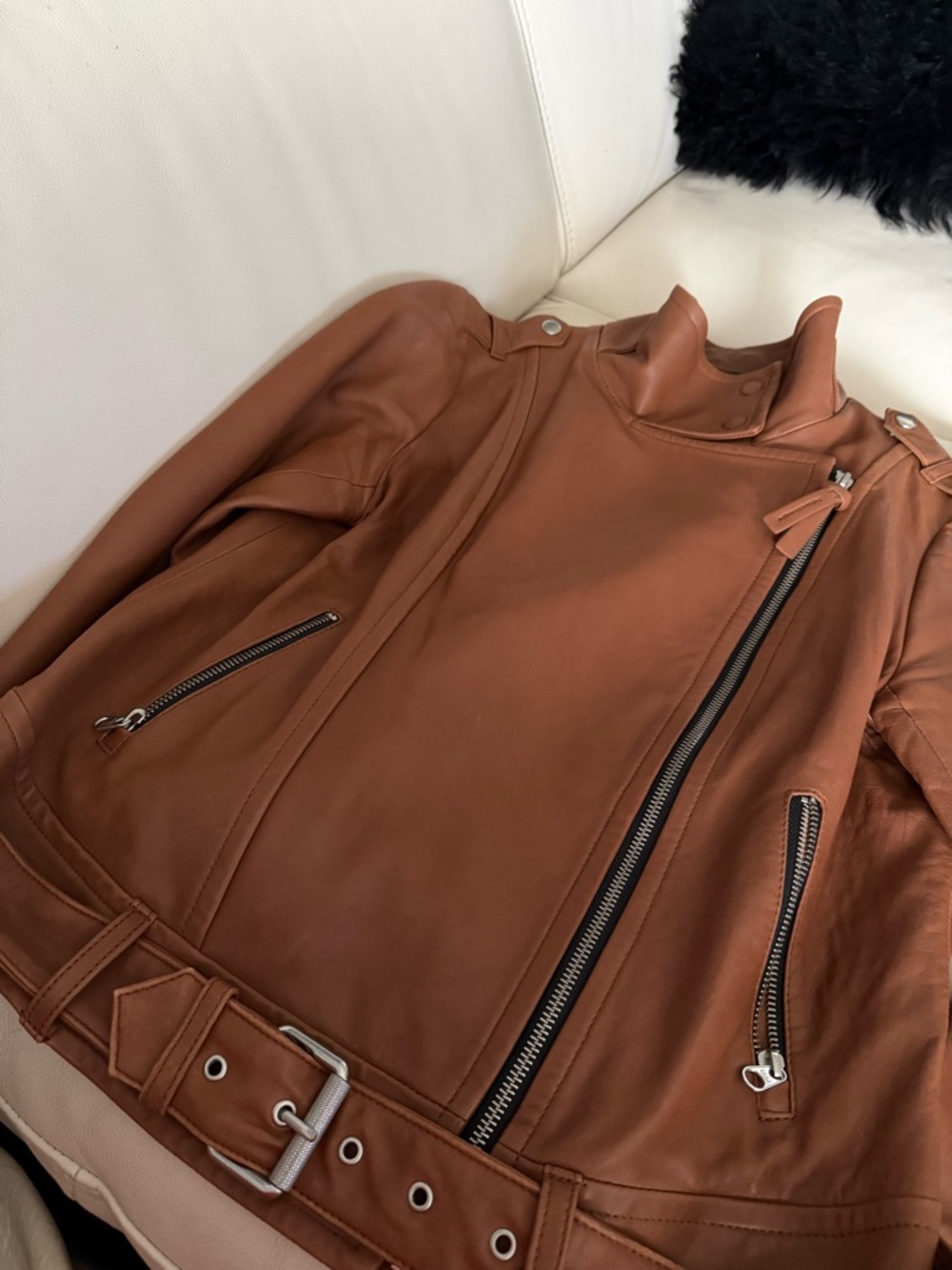 Mackage Haina Biker Moto Leather Jacket in Cognac
